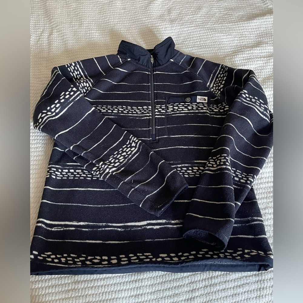 The North Face Printed‎ Gordon Lyons 1/4 Zip Fleece Jacket Navy Men's small